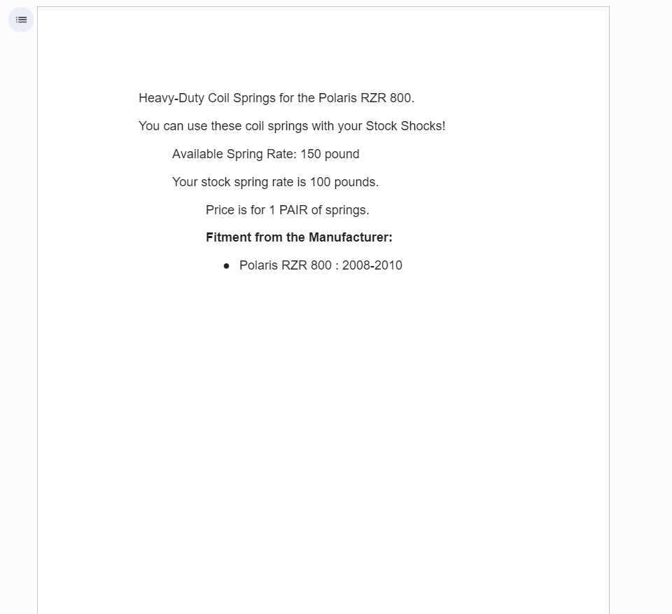 SuperATV 1 Pair Front Coil Springs For Polaris RZR 800 2008-2010 - Image 2