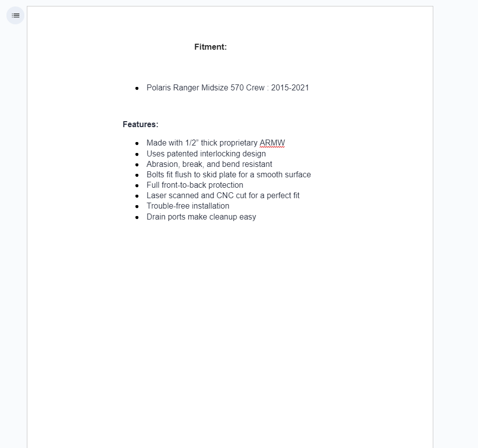 SuperATV Full Skid Plate For Polaris Ranger Crew Midsize 570 2015-2021 - Image 2