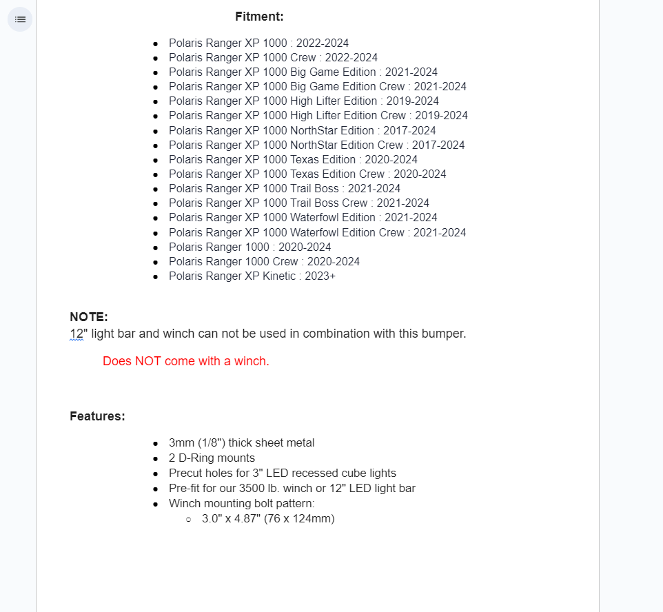 SuperATV Winch Ready Rear Bumper For Polaris Ranger/ XP 1000 - Image 6