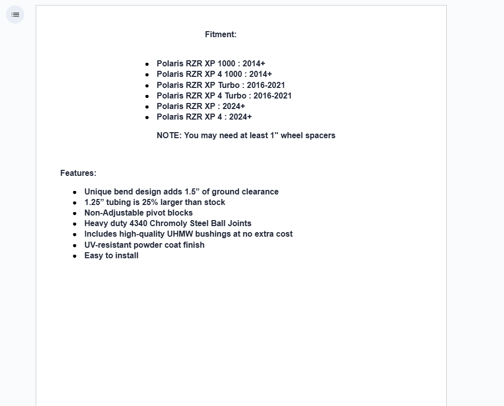 SuperATV High Clearance Upper A-Arms w/ Ball Joints For Polaris RZR XP - Image 4