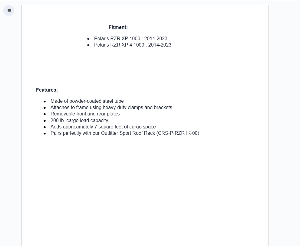 SuperATV Outfitter Sport Bed Rack for Polaris RZR XP 1000 2014-2023 - Image 7