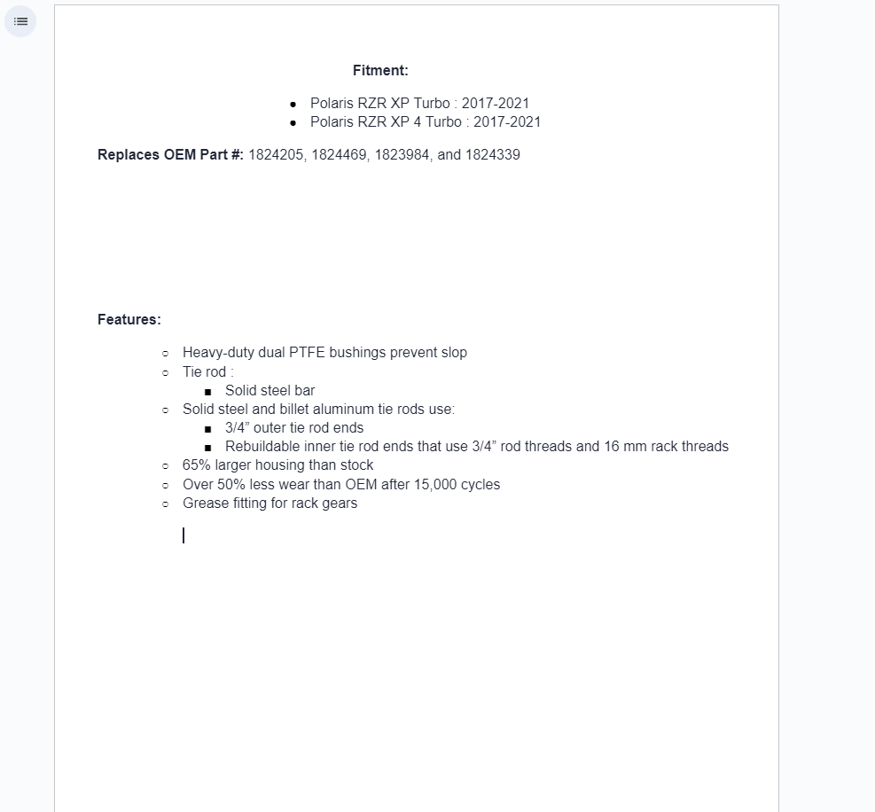 SuperATV Rackboss 2.0 Rack & Pinion Solid Steel Bar For Polaris RZR XP Turbo 2017-2021 - Image 5