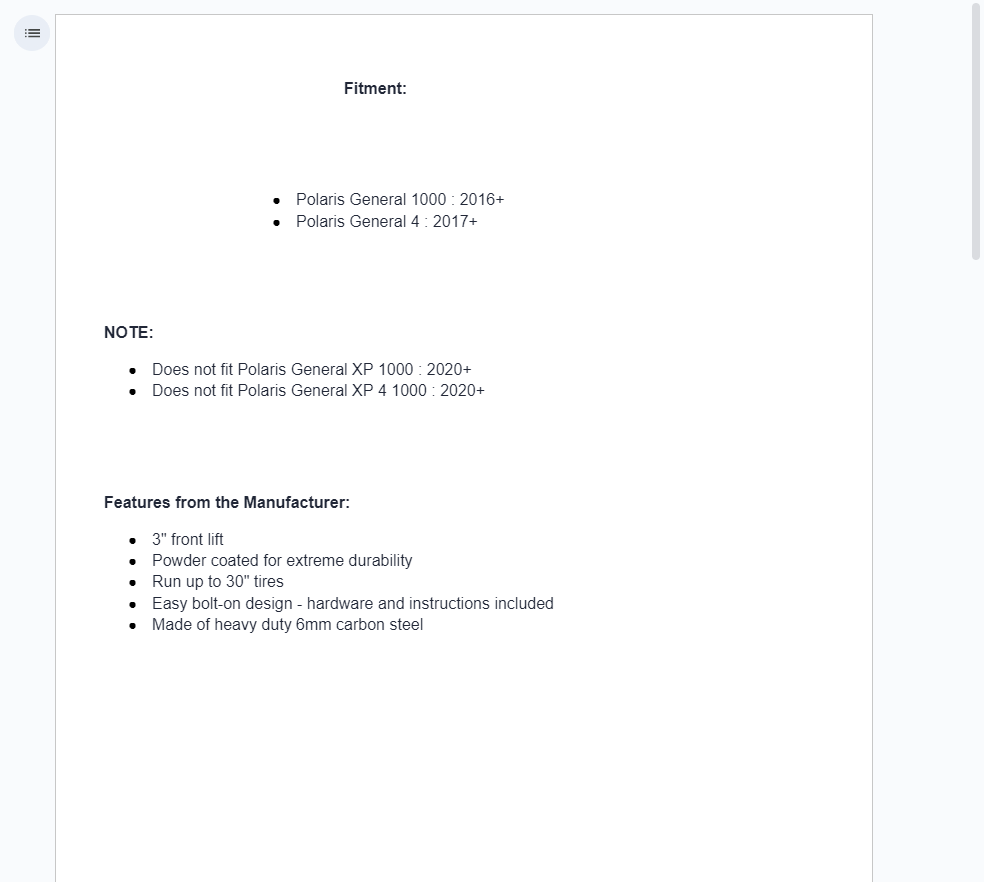 SuperATV Front Leveling Kit For Polaris General 1000 2016+ - Image 6