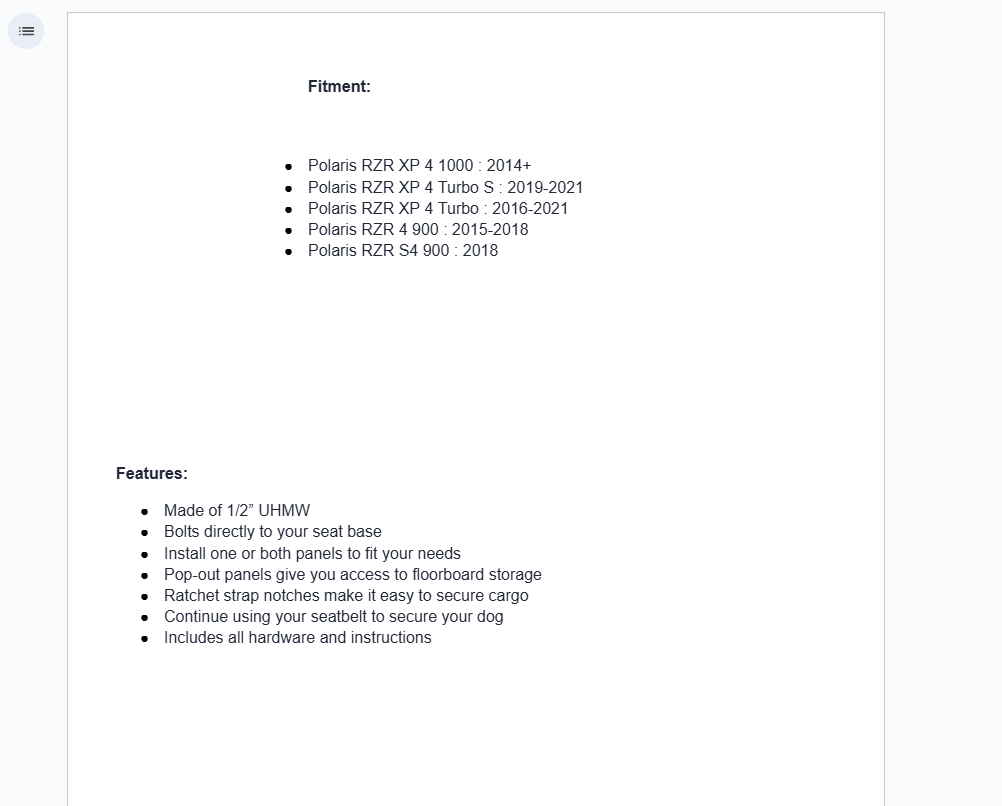 SuperATV Rear Seat Conversion Kit For Polaris RZR XP 4 900/1000/ Turbo/ S4 - Image 6