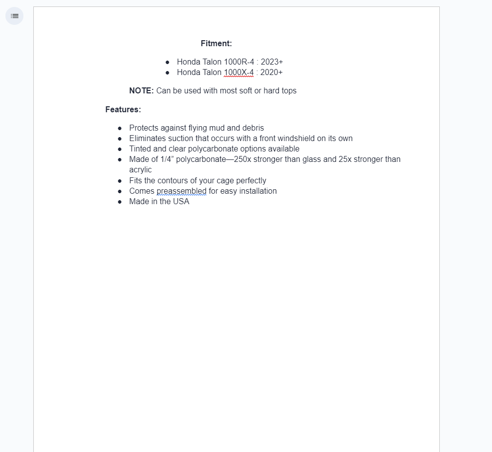 SuperATV Rear Windshield For Honda Talon 1000 R-4/ X-4 - Image 4