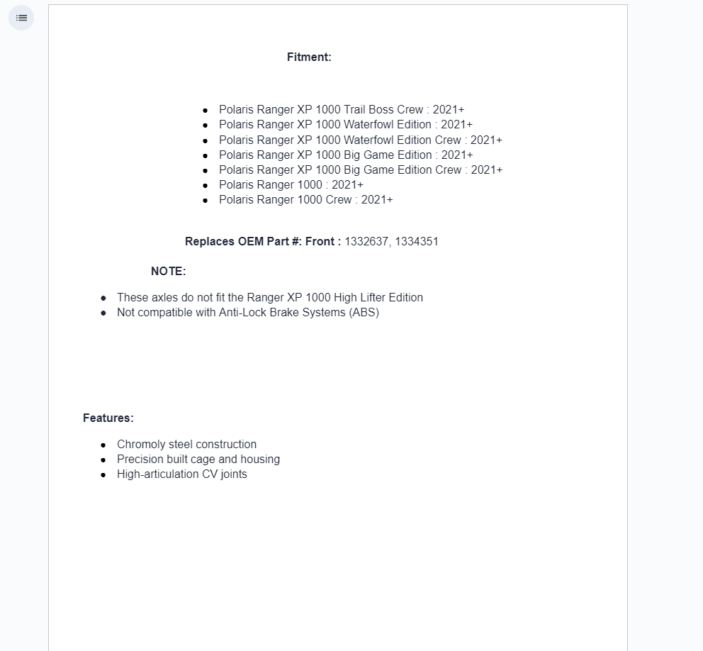 SuperATV ADR Front Axle For Polari Ranger XP 1000 / Ranger 1000 2021+ - Image 2