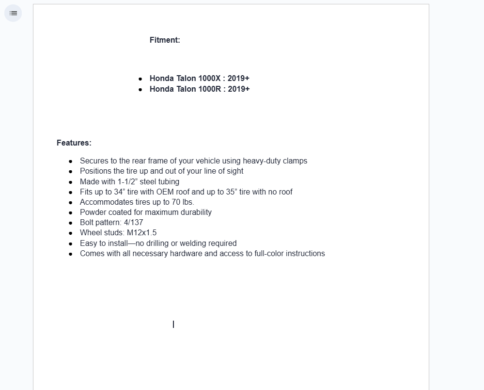 SuperATV Spare Tire Carrier Honda Talon 1000R/X 2019+ (2 Seater) - Image 7