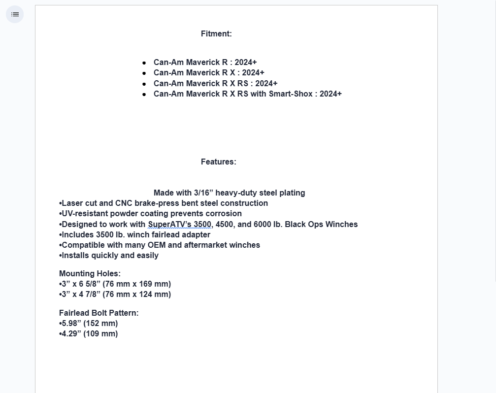 SuperATV Winch Mounting Plate For Can-Am Maverick R 2024+ - Image 3