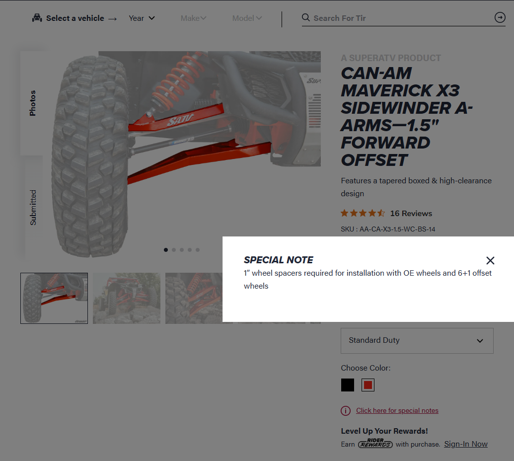 SuperATV Sidewinder A-Arms 1.5" Forward Offset For Can-Am Maverick X3 64" - Image 6