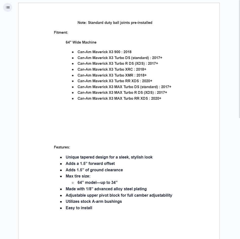 SuperATV Sidewinder A-Arms 1.5" Forward Offset For Can-Am Maverick X3 64" - Image 7