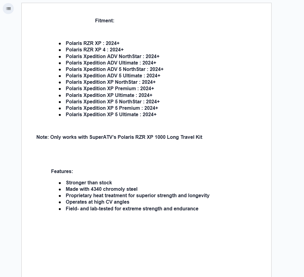 SuperATV Rhino 2.0 Long Travel Rear Axle For Polaris RZR XP/ Xpedition 2024+ - Image 7