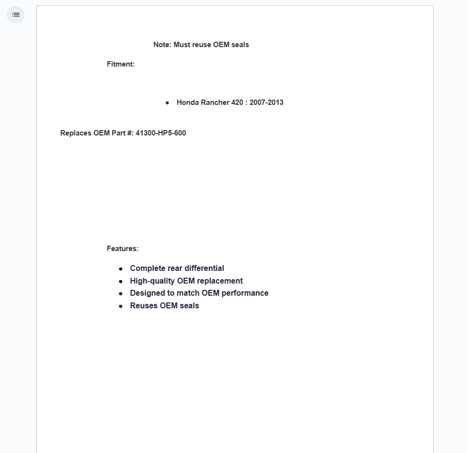 SuperATV Up & Running Rear Differential For Honda Rancher 420 2007-2013 - Image 3