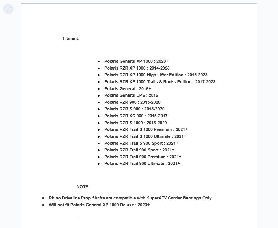 SuperATV Rhino driveline Heavy Duty C-Series Front Prop Shaft For Polaris - Image 2