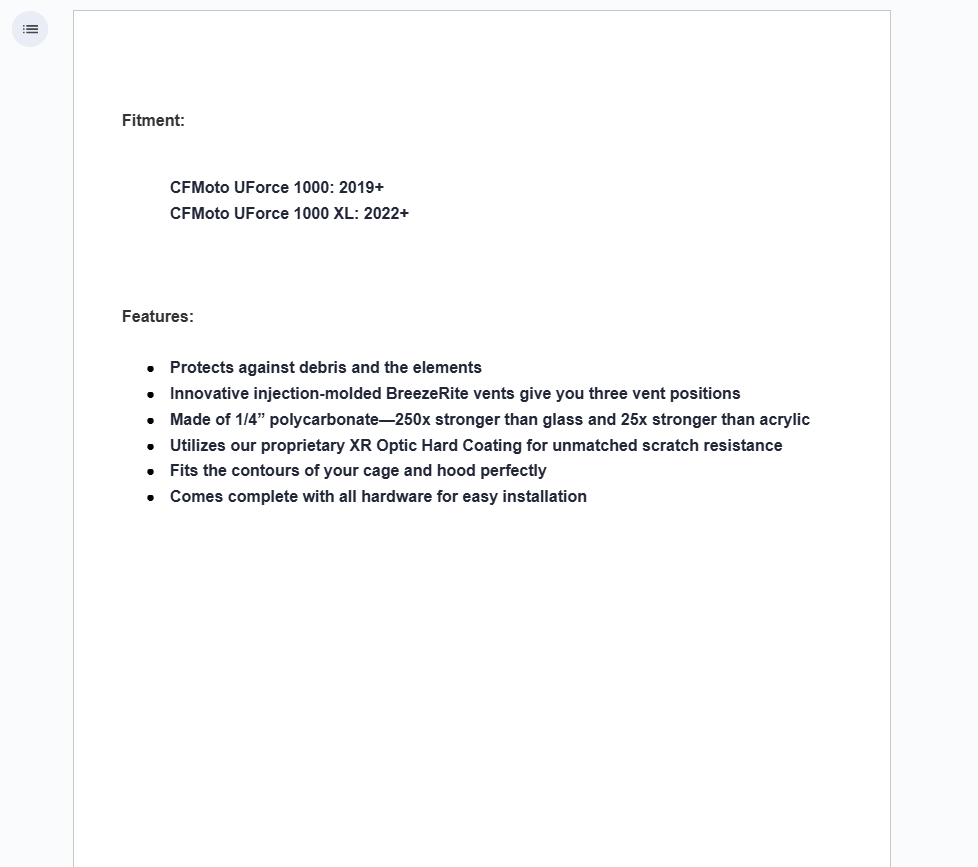 SuperATV Vented Full Windshield For CFMoto UForce 1000 / XL - Image 12