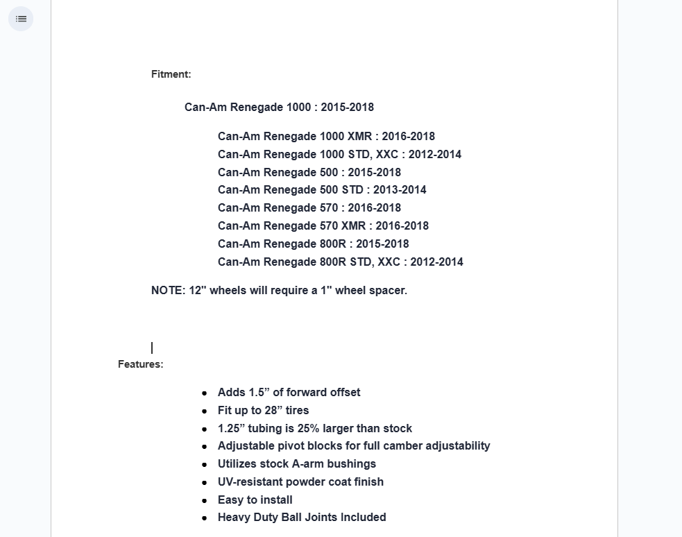 SuperATV High Clearance 1.5" Offset A-Arms Can-Am Renegade (Gen 2) - Image 6