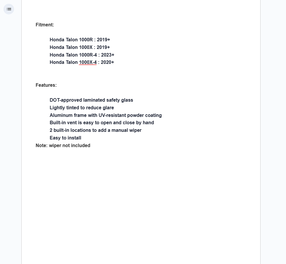 Assault Industries Glass Windshield For Honda Talon 1000 X/R - Image 4