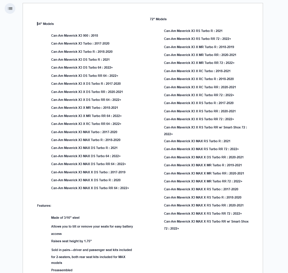 SuperATV Flip Up Seat Base For Can Am Maverick X3 64" & 72" - Image 7