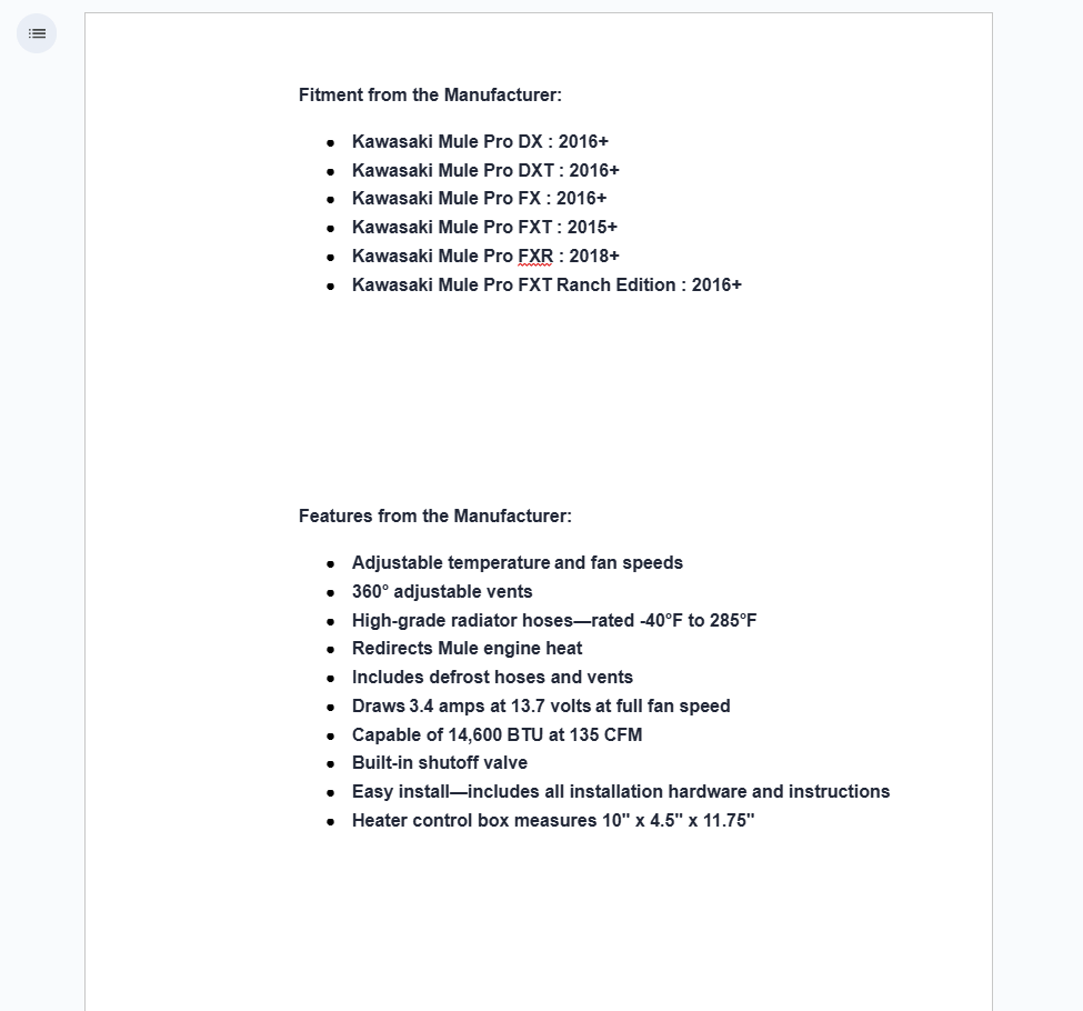 SuperATV Cab Heater For Kawasaki Mule Pro DX/DXT/FX/FXT/FXR - Image 3