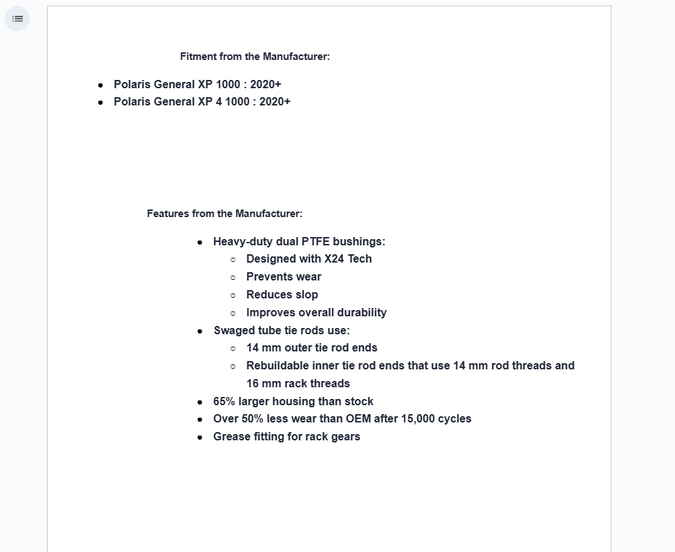 SuperATV Rackboss 2.0 Steel Swaged Tube Rack & Pinion For Polaris General XP 1000 - Image 5