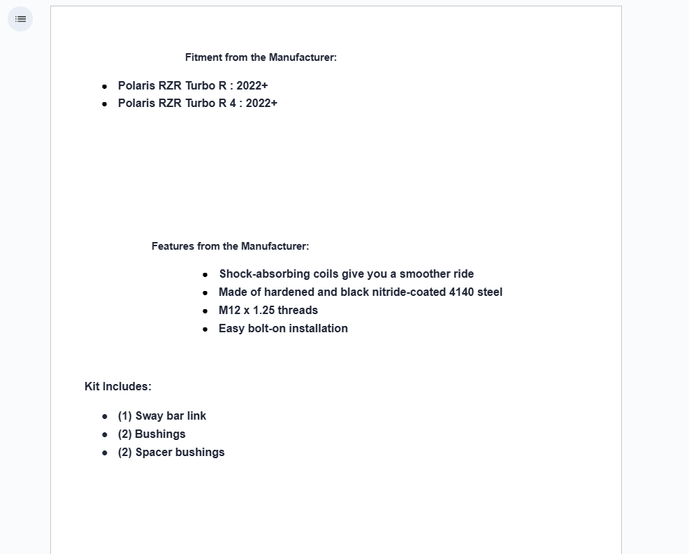 SuperATV Rear Sway Bar Shock For Polaris RZR Turbo R/ R4 2022+ - Image 5