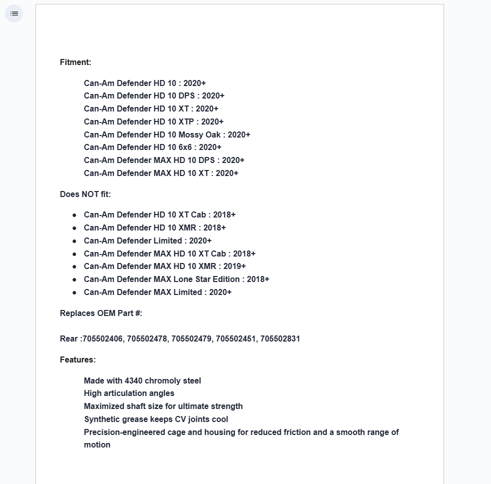 SuperATV Rhino Brand Rear Axle For Can-Am Defender HD10 2020+ See Sub-models - Image 3