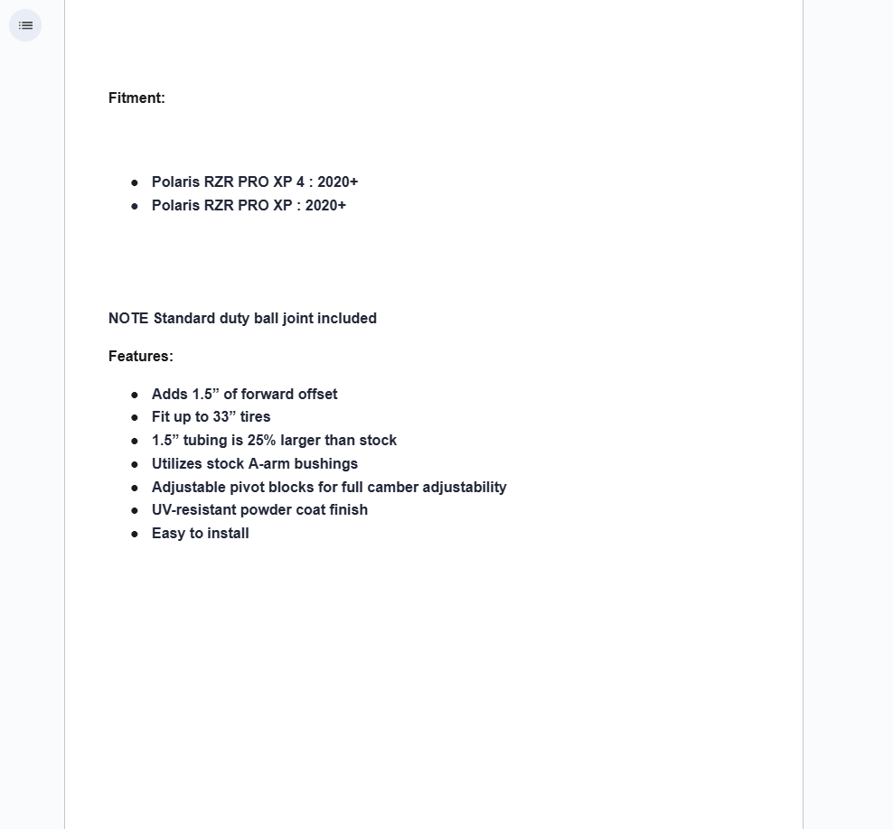 SuperATV High Clearance 1.5" Forward Offset A-Arms For Polaris RZR PRO XP - Image 11