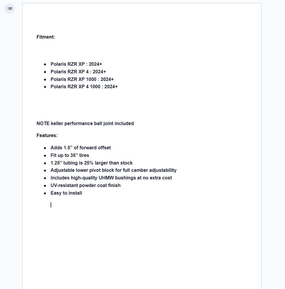 SuperATV High Clearance 1..5" Forward A-Arms For Polaris RZR XP / 1000 2024+ - Image 5