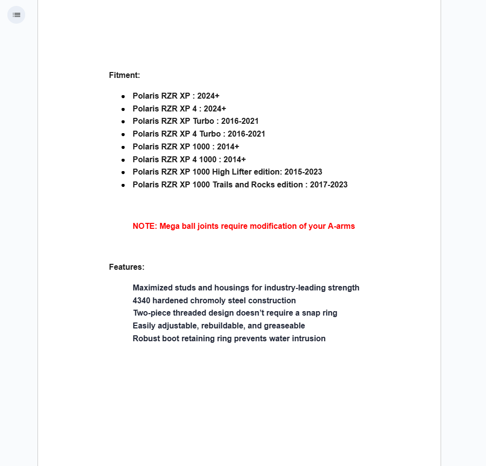 SuperATV Pair Of Mega Keller Ball Joints For Polaris RZR XP/ Turbo/ 1000 - Image 4