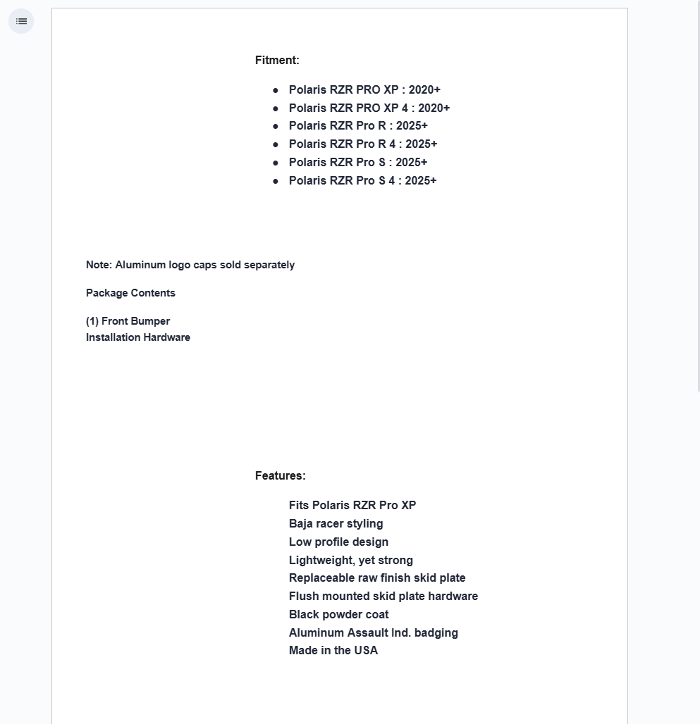 Assault Industries Interceptor Baja Style Bumper For Polaris RZR Pro XP, R, S - Image 5