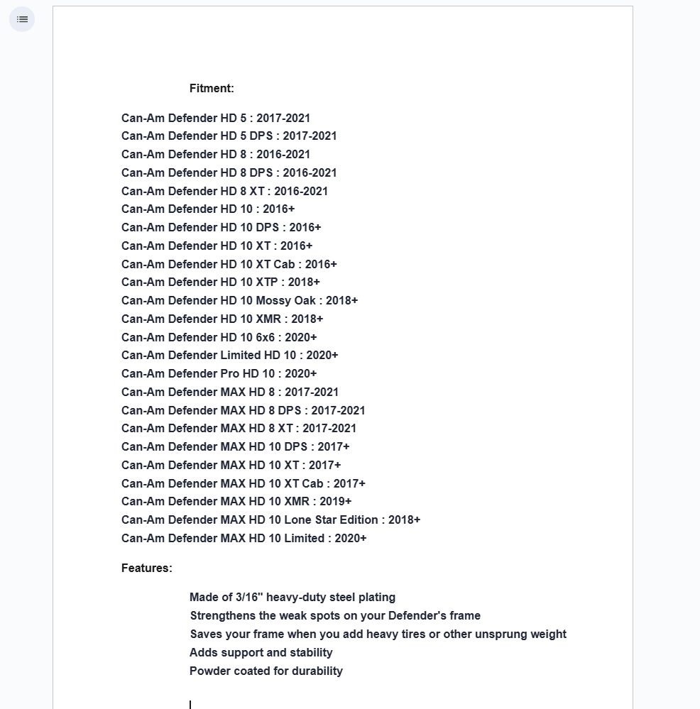 SuperATV Front Frame Stiffener For Can-Am Defender HD 5/8/10 - Image 2