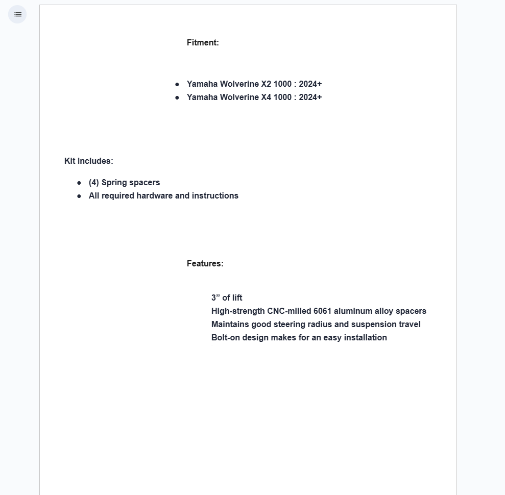 SuperATV 3" Lift Kit For Yamaha Wolverine X2/X4 1000 2024+ - Image 2