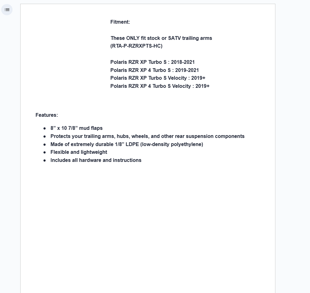 SuperATV Mud Flaps For Polaris RZR XP Turbo S - Image 4