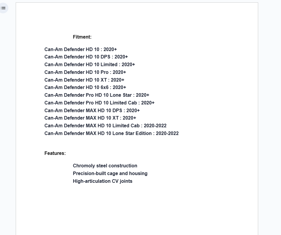 SuperATV ADR Front Right Axle for Can Am Defender HD 10 2020+ - Image 2