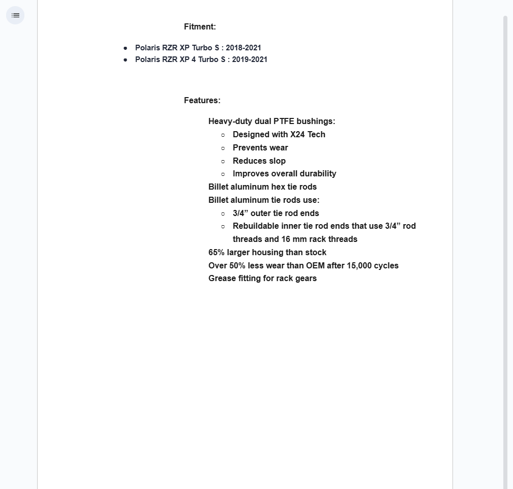 SuperATV Rackboss 2.0 Billet Hex Rack & Pinion For Polaris XP Turbo S 2018-2021 - Image 14
