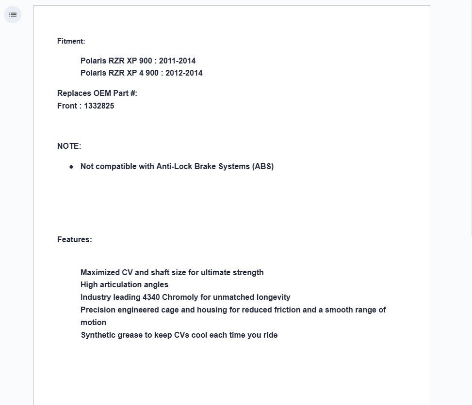 SuperATV Rhino Front Axle For Polaris RZR XP 900 2011-2014 (1332825) - Image 2