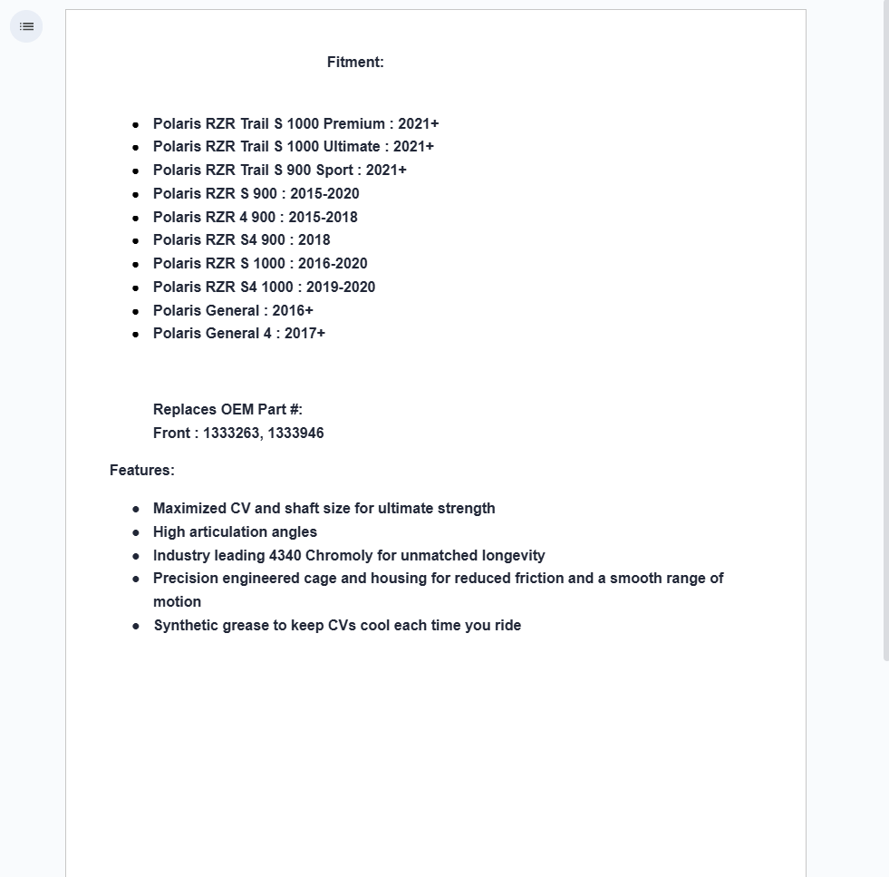 SuperATV Rhino Brand Front Axle For Polaris RZR Trail S /S/ S4/General - Image 2