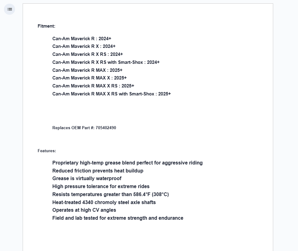 Assault Industries MAS-223 Phoenix Front Axle For Can-Am Maverick R 2024+ - Image 4