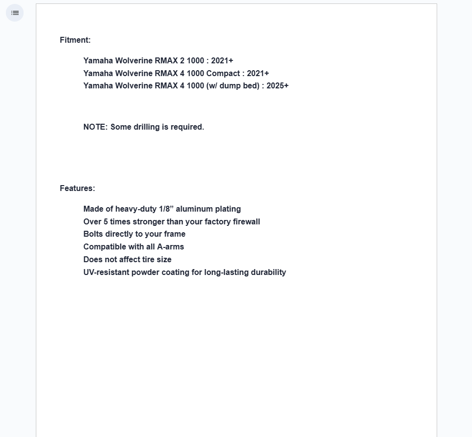 SuperATV Inner Fender Guards For Yamaha Wolverine RMAX 2/4 2021+ - Image 3