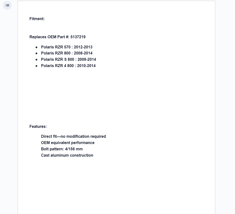 SuperATV Up & Running Front Replacement Wheel Hub For Polaris RZR (5137219) - Image 3