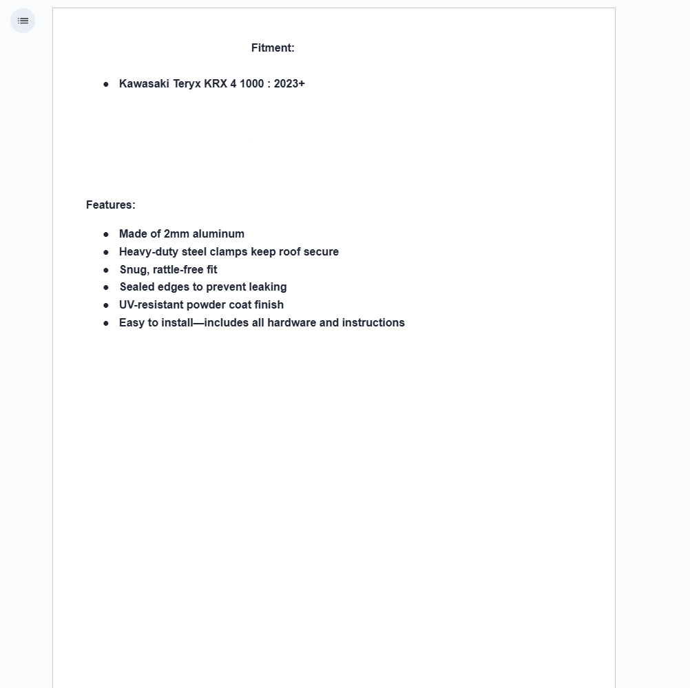 SuperATV Aluminum Roof For Kawasaki Teryx KRX4 1000 2023+ - Image 4
