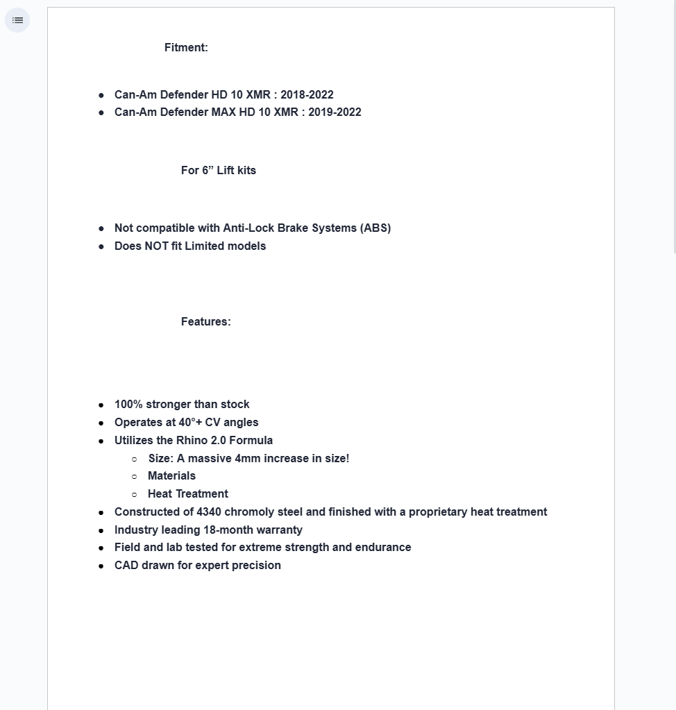 SuperATV Rhino 2.0 Front Big Lift Axle For Can-Am Defender HD10 XMR 2018-2022 - Image 7