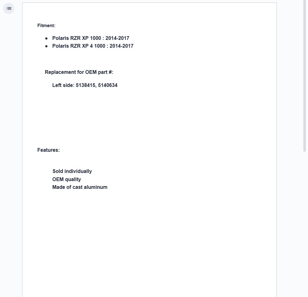 SuperATV Up & Running Left Rear Knuckle For Polaris RZR XP 2014-2017 - Image 4