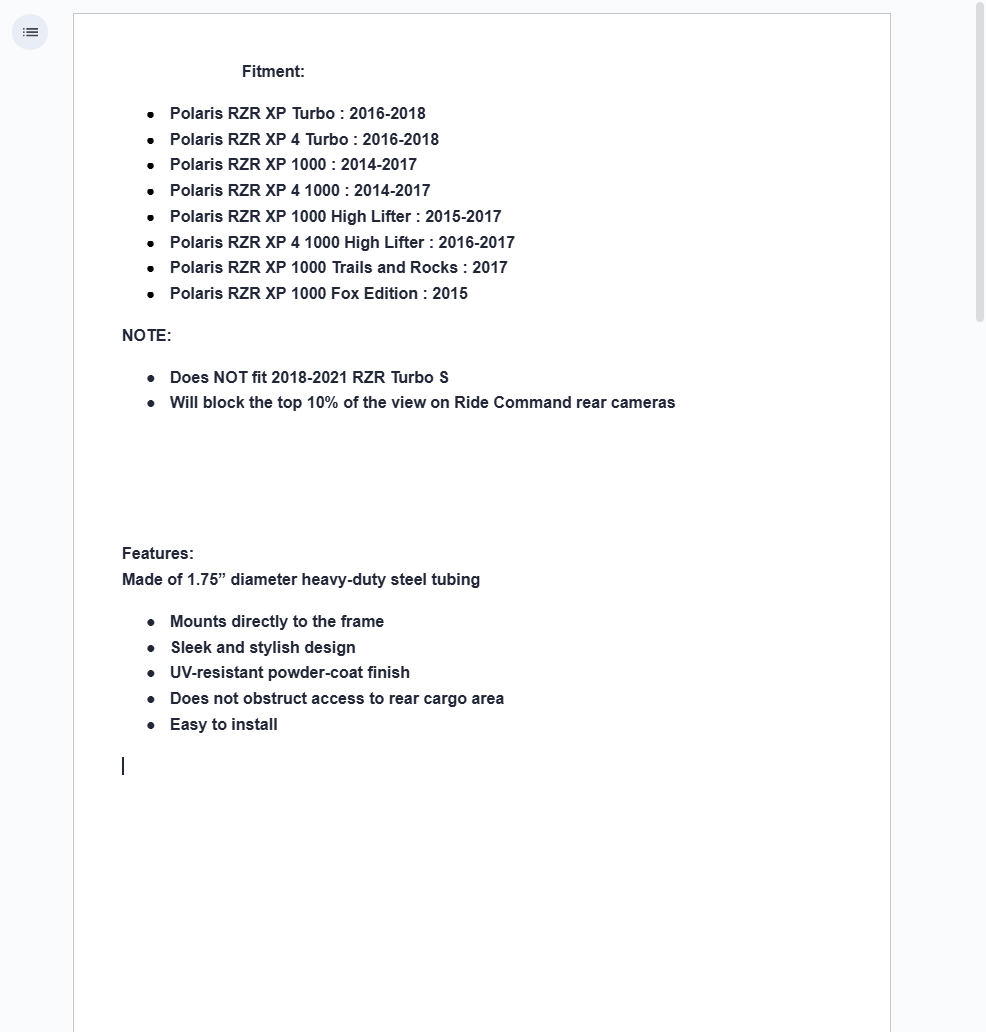 SuperATV Rear Bumper For Polaris RZR XP Turbo/ XP 1000 - Image 5