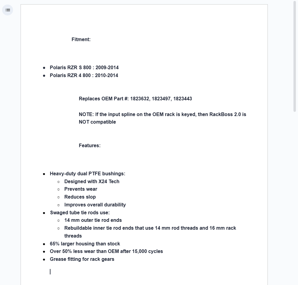SuperATV Rack Boss 2.0 Rack & Pinion For Polaris RZR 800 S/4- Swage Tube - Image 2