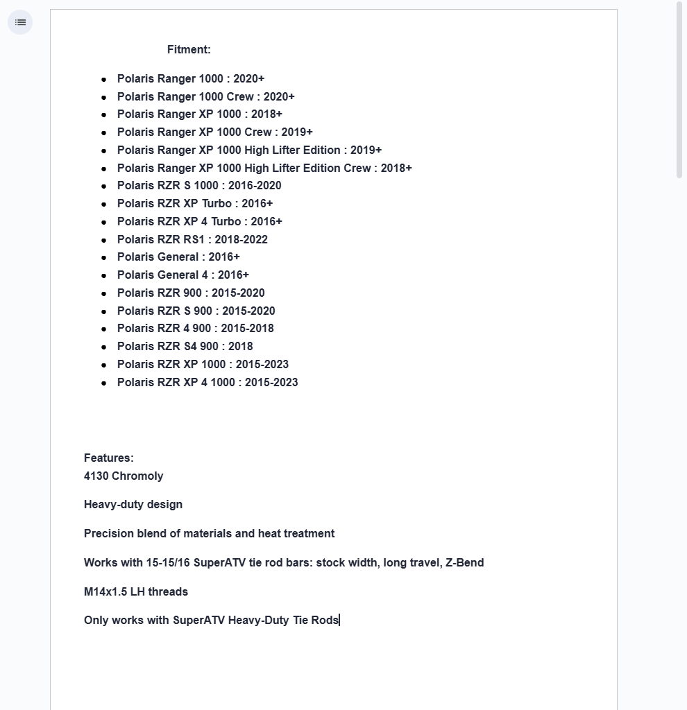 SuperATV Heavy Duty Tie Rod End Replacement Kit For Polaris RZR XP 1000 - Image 2