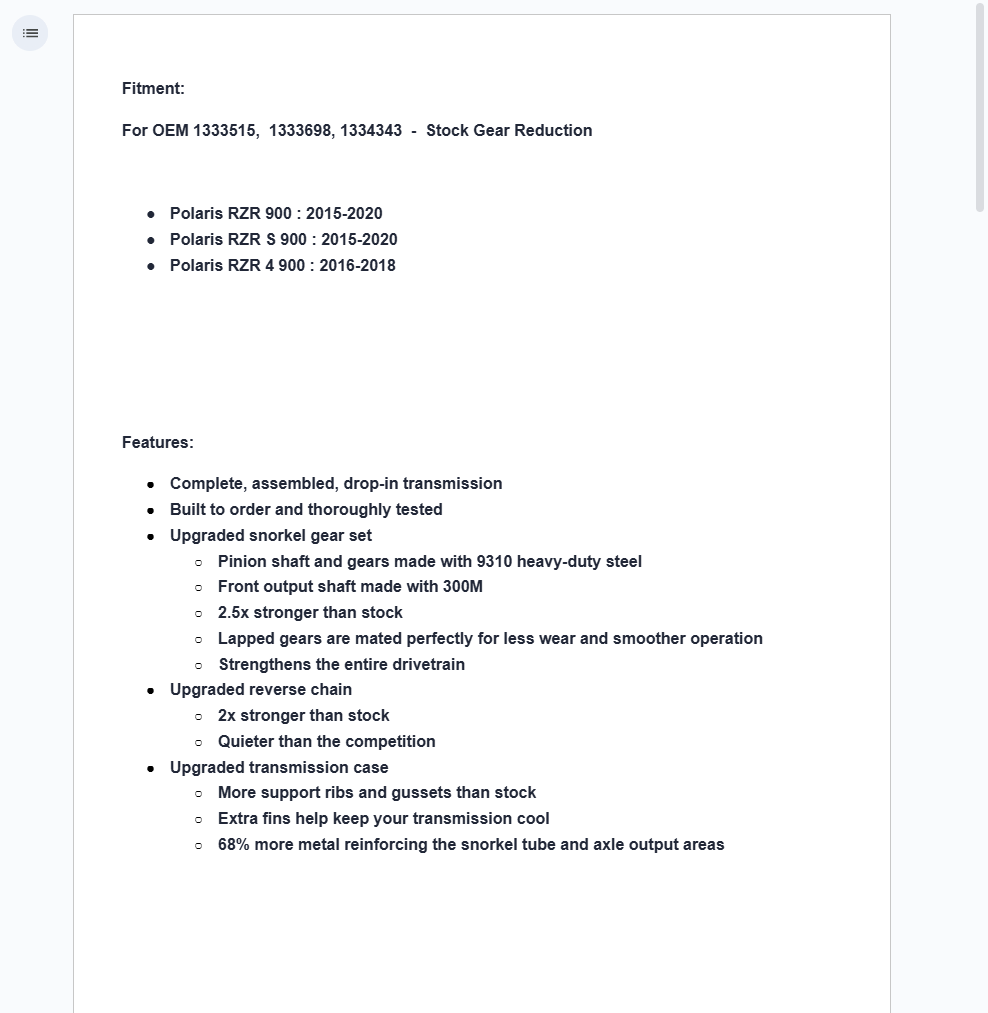 SuperATV Complete HD Transmission For Polaris RZR 900-1333515,1333698,1334343 - Image 12