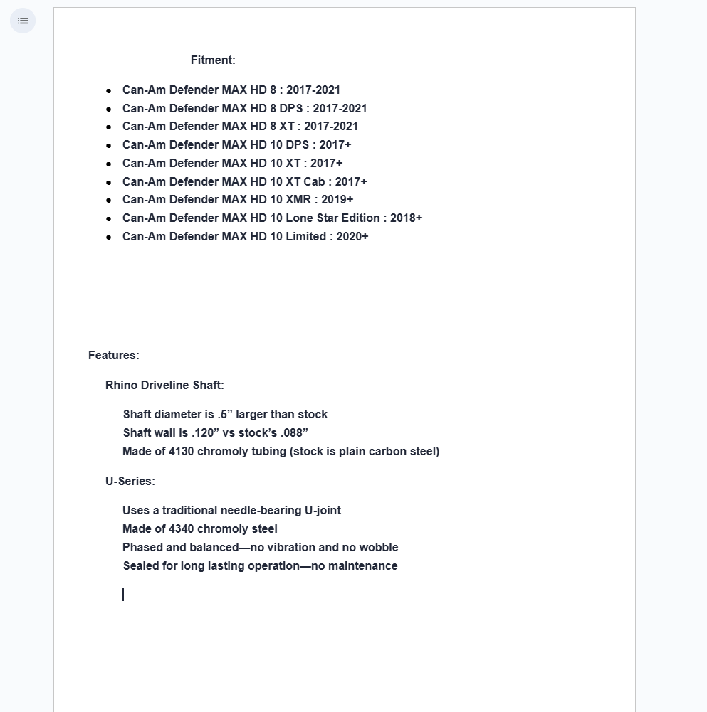 SuperATV Rhino Rear Prop Shaft For Can-Am Defender Max U Series - Image 2