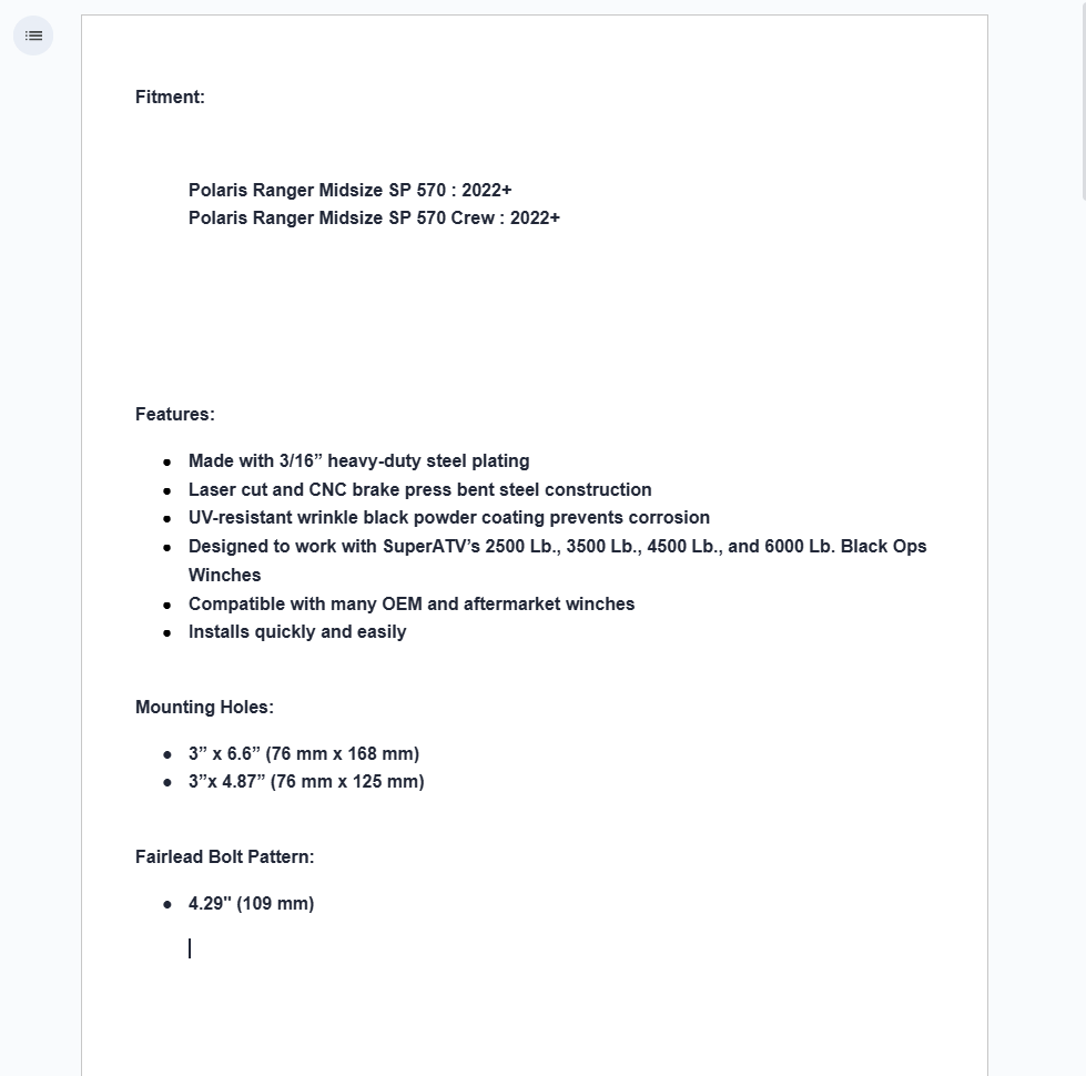 SuperATV Winch Mount Plate For Polaris Ranger SP 570 2022+ - Image 4