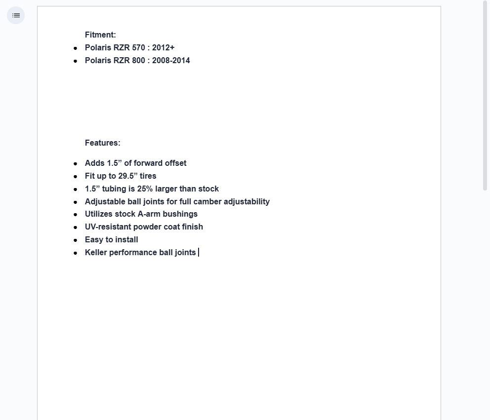 SuperATV High Clearance 1.5" Forward Offset A-Arms For Polaris RZR 570/800 - Image 4