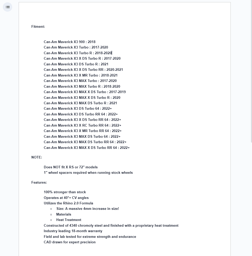 SuperATV Rhino 2.0 Big Lift Kit Rear Axle For Can-Am Maverick X3 (Non-Smartlok) - Image 7